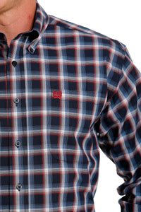 Men's Cinch Navy/ Red Button Down Western Shirt