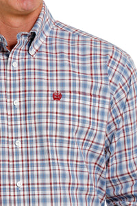 Men's Cinch Plaid Cream/Blue/Red Western Shirt