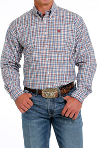 Men's Cinch Plaid Cream/Blue/Red Western Shirt