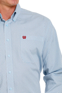 Men's Cinch Light Blue Print Western Shirt