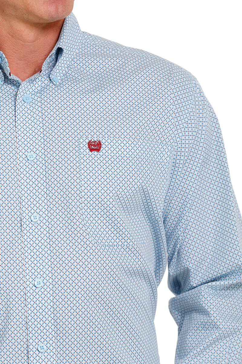 Men's Cinch Light Blue Print Western Shirt
