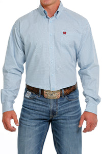Men's Cinch Light Blue Print Western Shirt