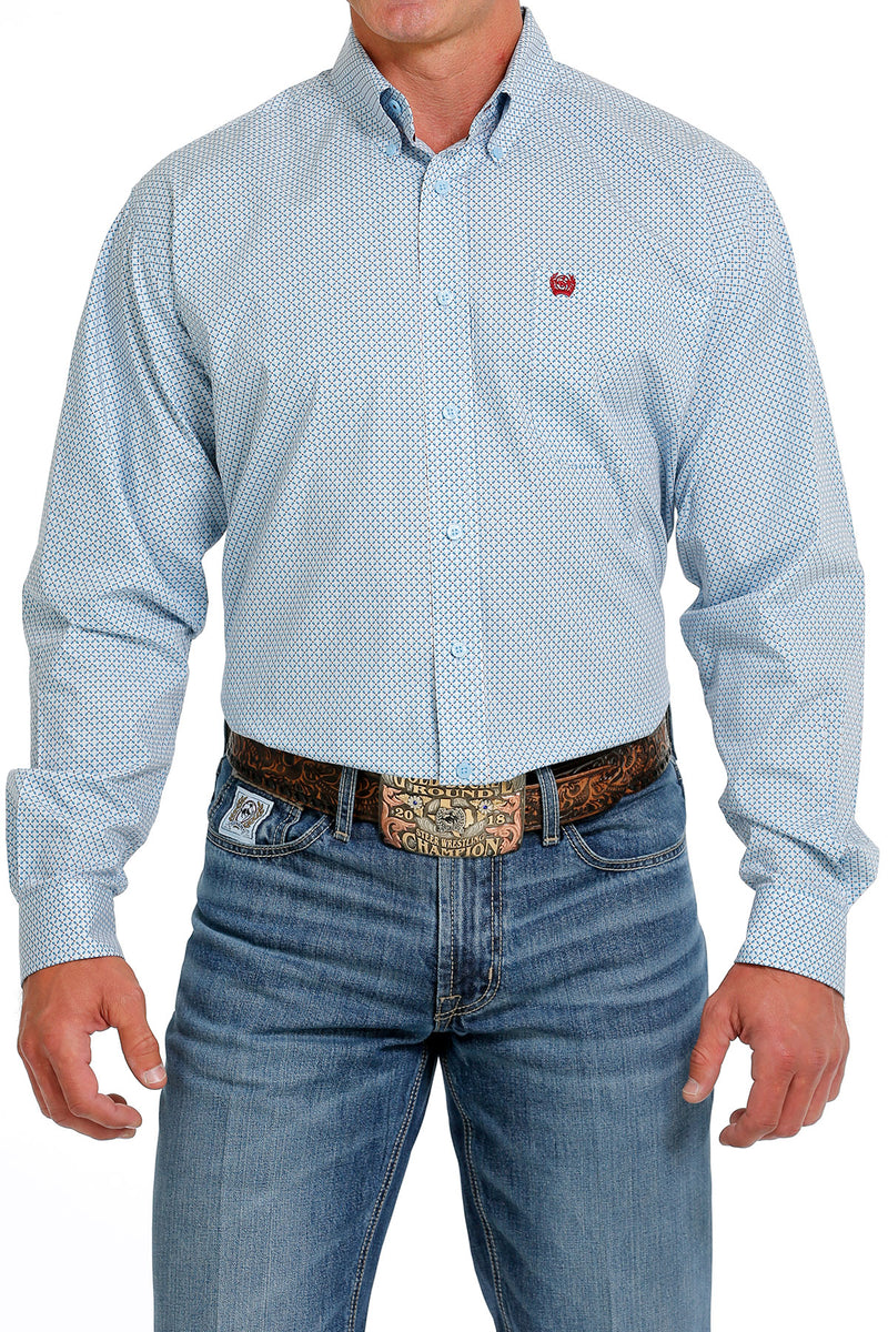 Men's Cinch Light Blue Print Western Shirt