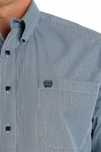 Men's Cinch Light Blue Stripped Long Sleeve Shirt