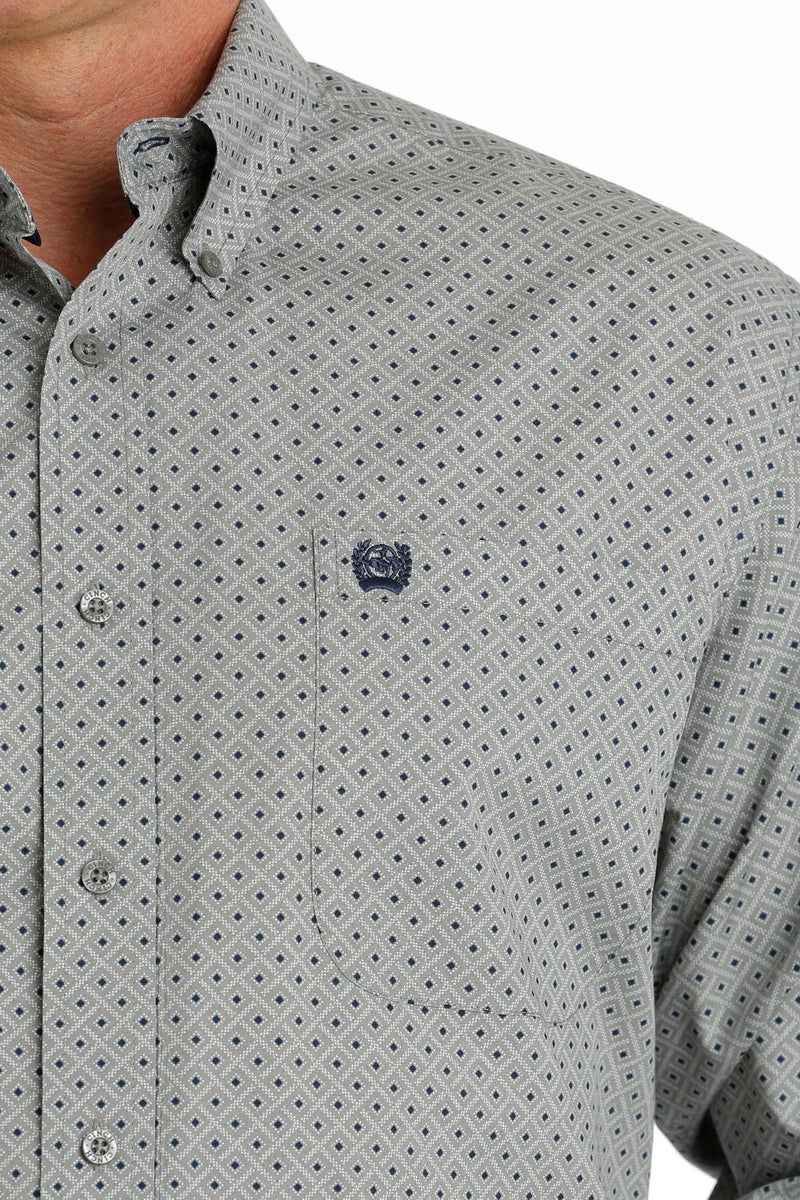 Men's Cinch Gray Print Button Down Shirt