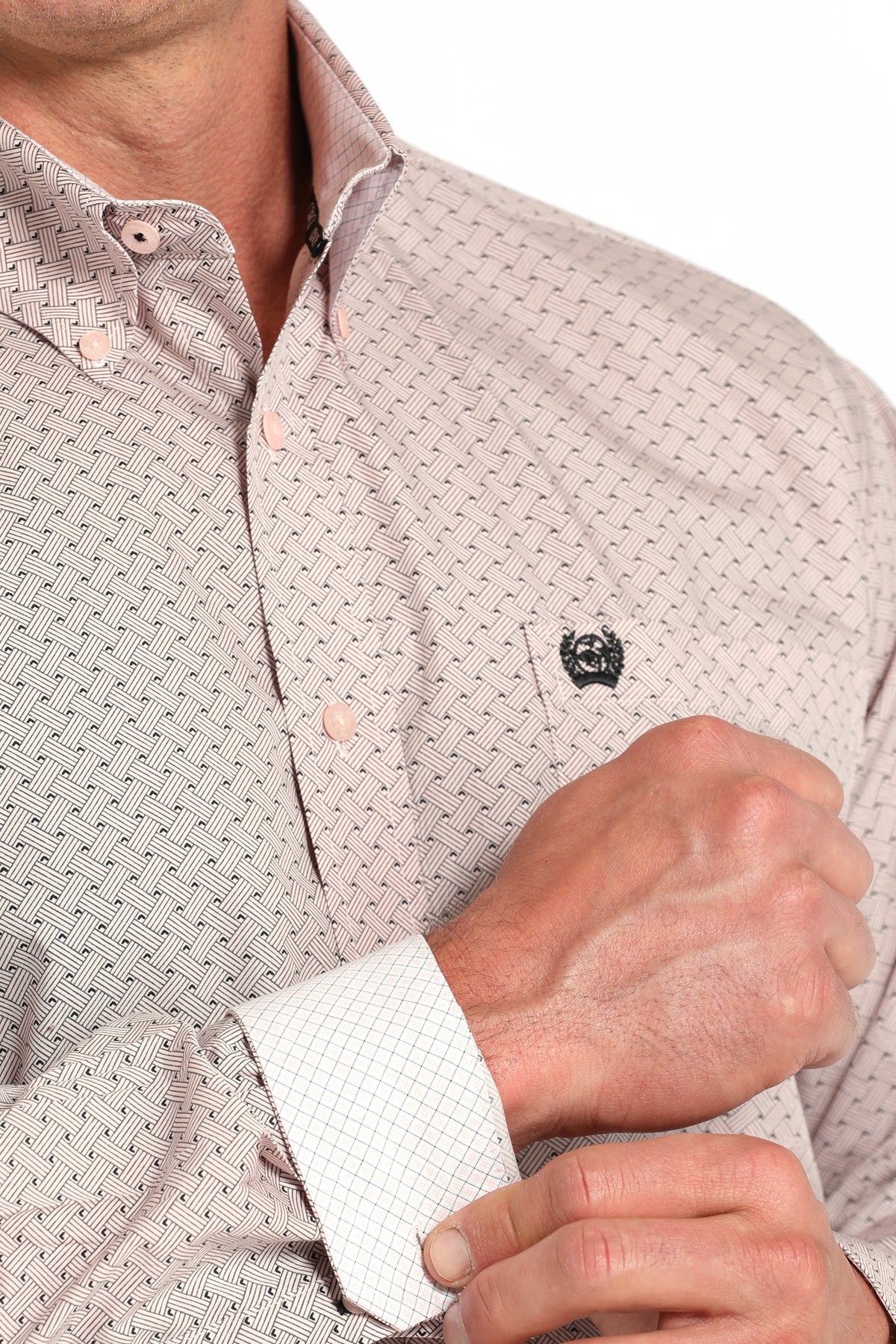 Men's Cinch Pink/Gray Pattern Shirt