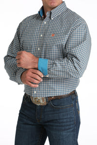 Men's Cinch Blue/Orange Petit Plaid Shirt