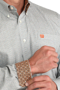 Men's Cinch Cream/Gray Delicate Pattern Shirt