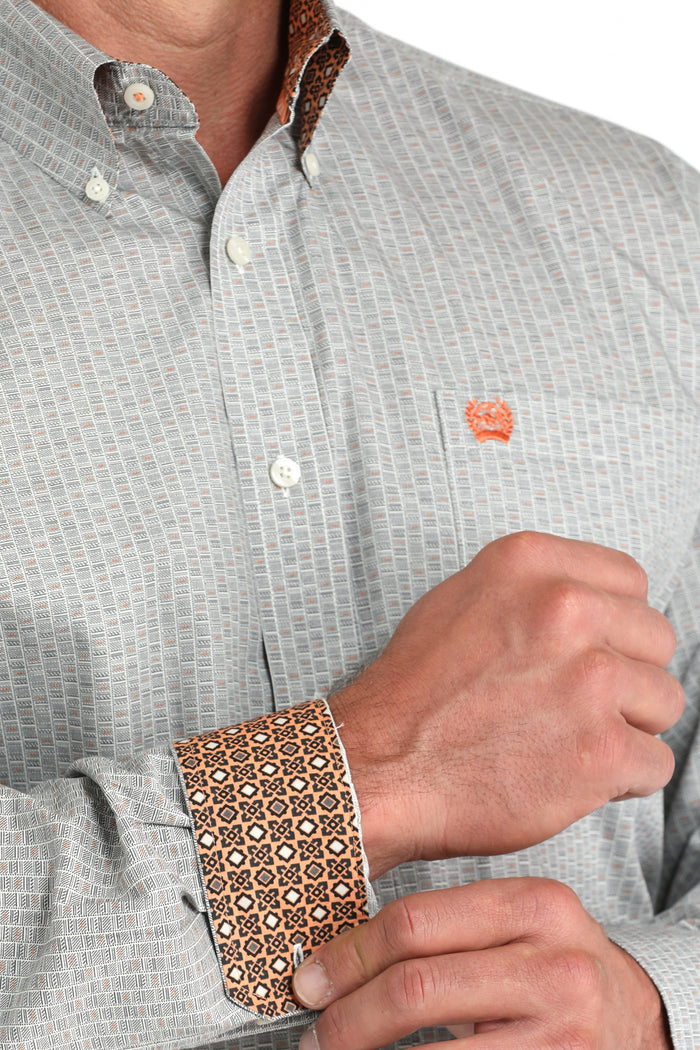 Men's Cinch Cream/Gray Delicate Pattern Shirt