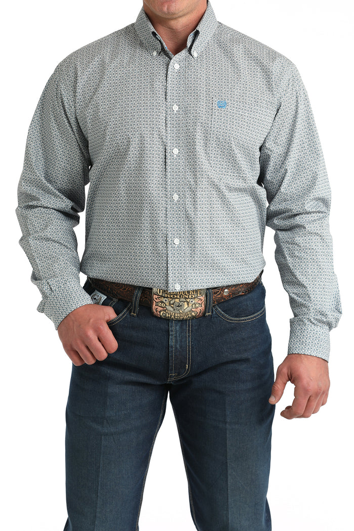 Men's Cinch Light Gray Pattern Western Shirt