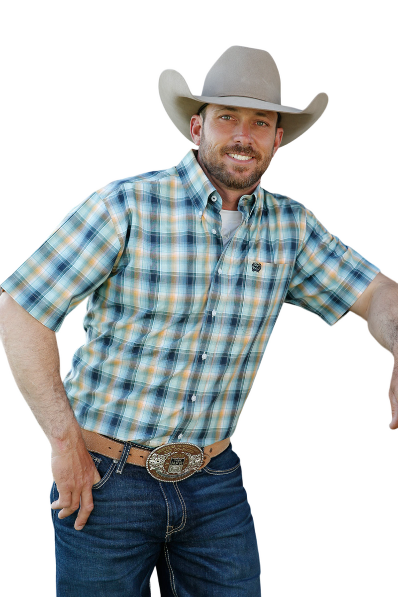 Men's Cinch SS Multi Plaid Shirt