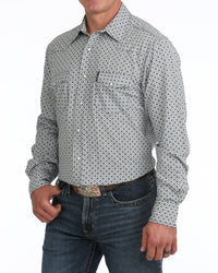 Men's Cinch Arenaflex White/Grey Shirt