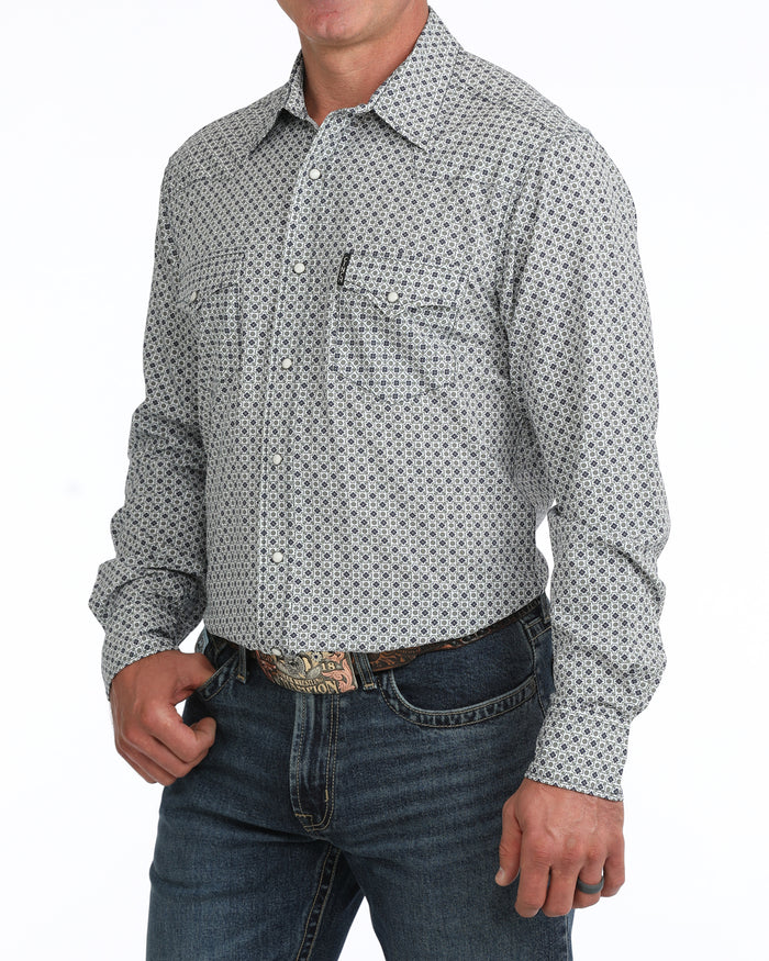 Men's Cinch Arenaflex White/Grey Shirt
