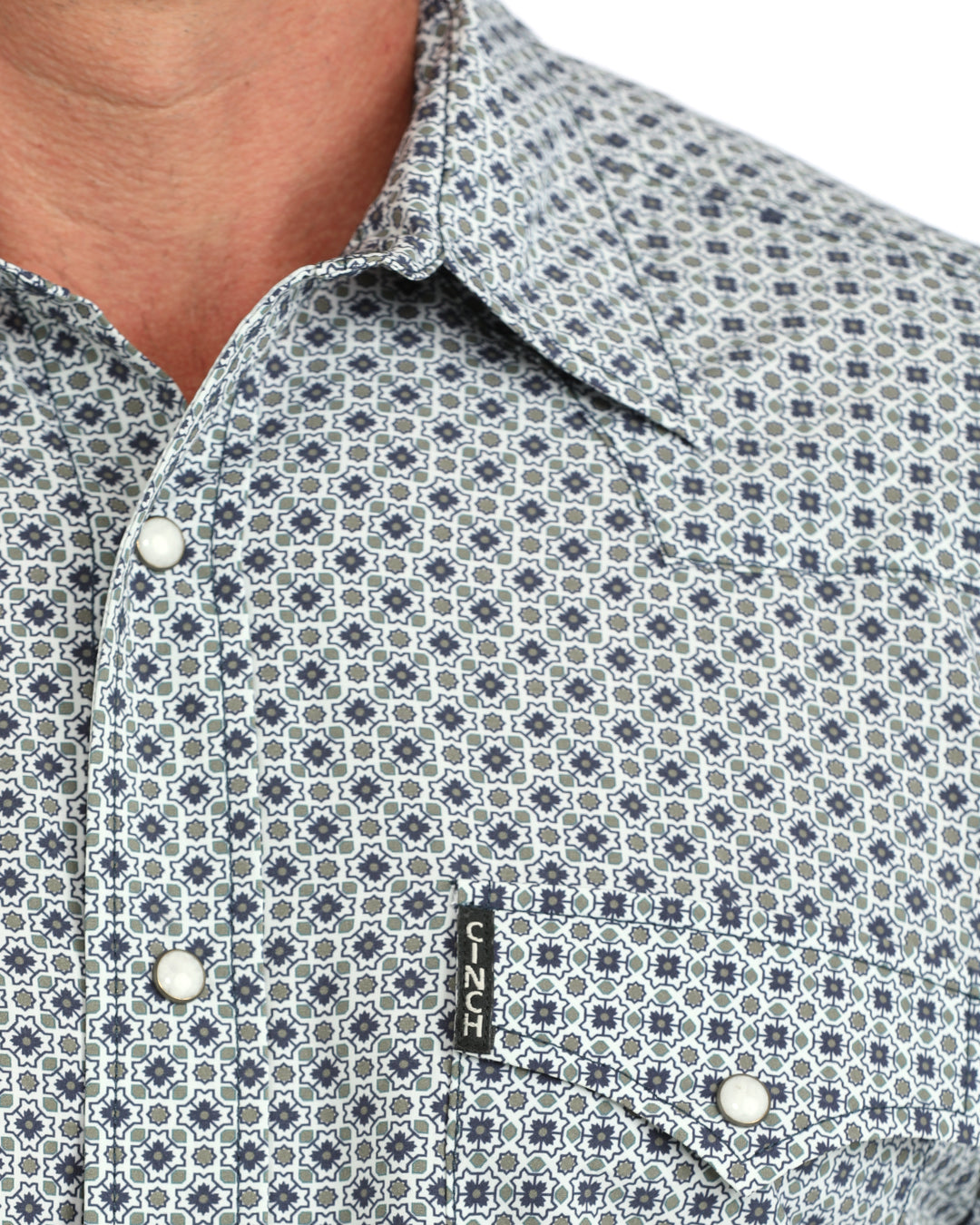 Men's Cinch Arenaflex White/Grey Shirt