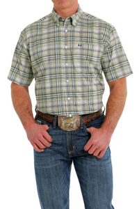 Men's Cinch Multi Green Plaid Arenaflex Short Sleeve Shirt