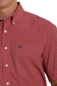 Men's Cinch Arenaflex Red Short Sleeve Shirt