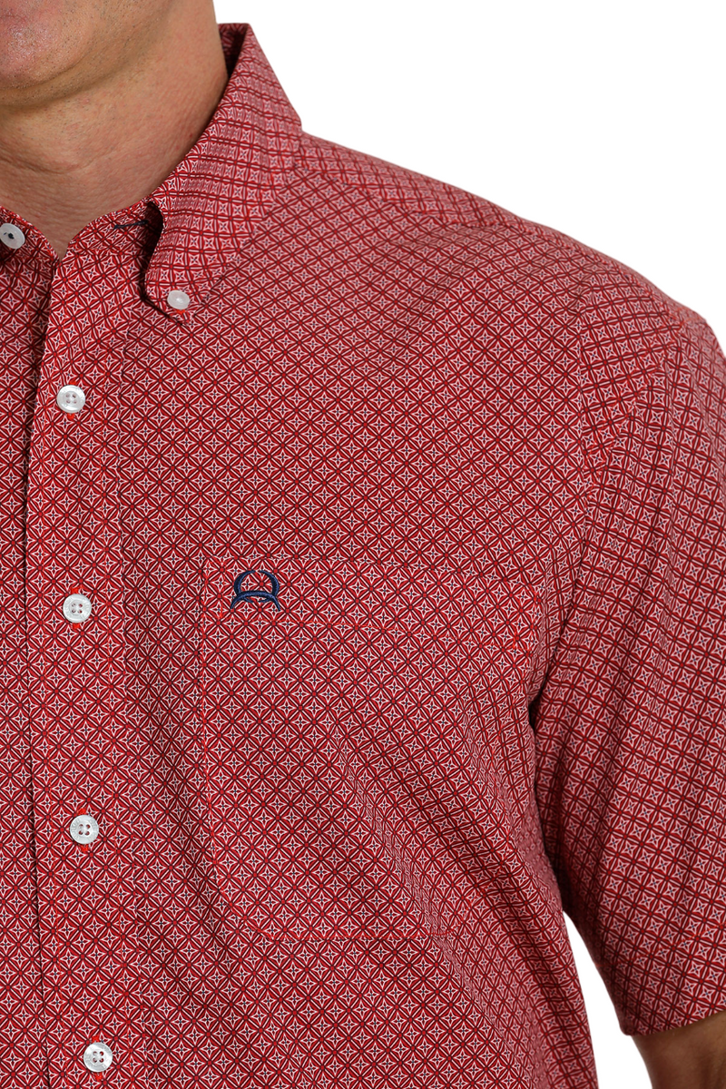 Men's Cinch Arenaflex Red Short Sleeve Shirt