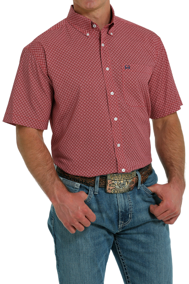 Men's Cinch Arenaflex Red Short Sleeve Shirt