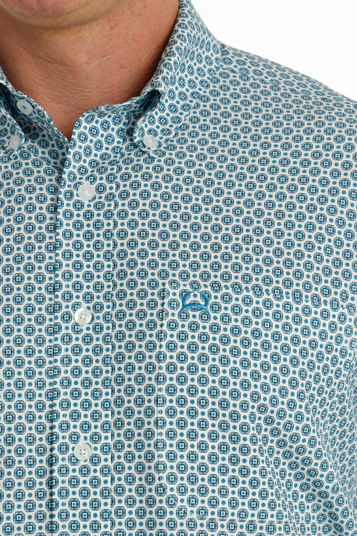 Men's Short Sleeve Arenaflex Light Blue Print Shirt