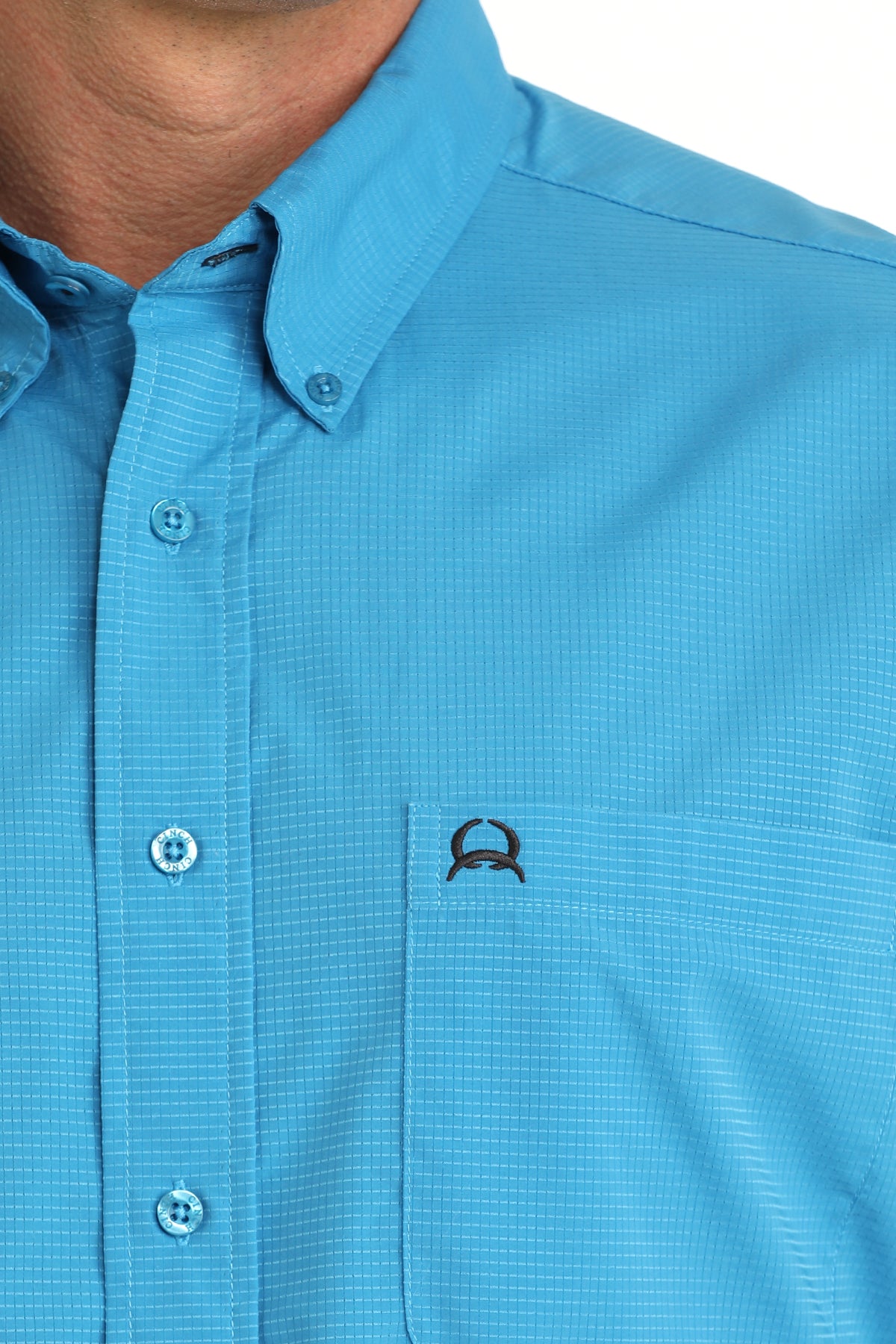 Men's Cinch Solid Blue Arenaflex Short Sleeve Shirt