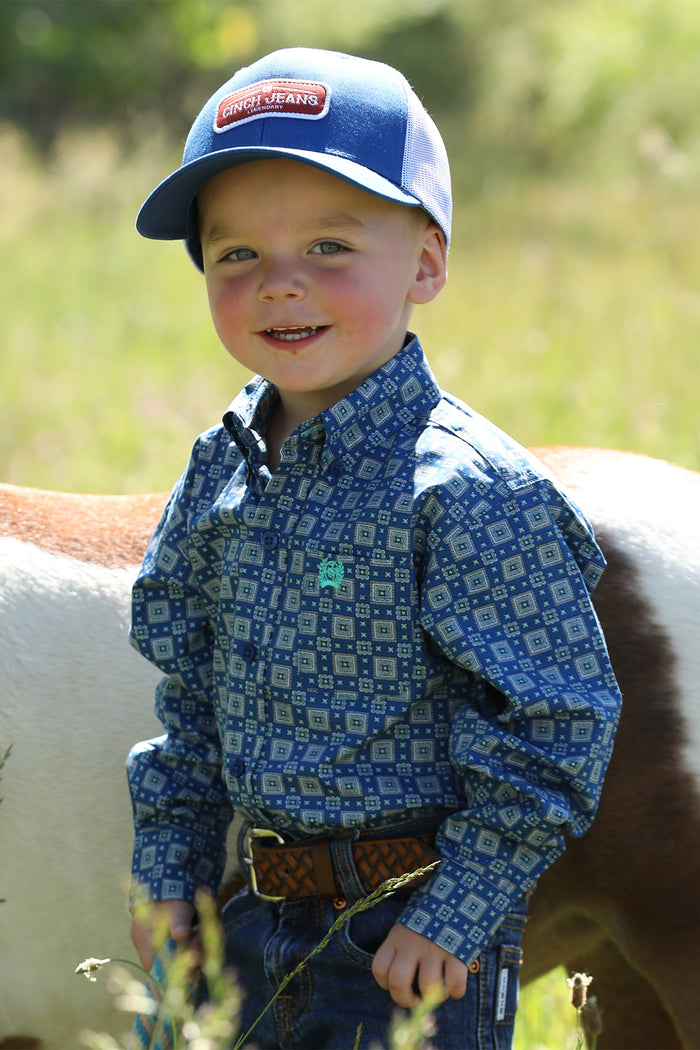 Boy's Cinch Royal Print Western Shirt