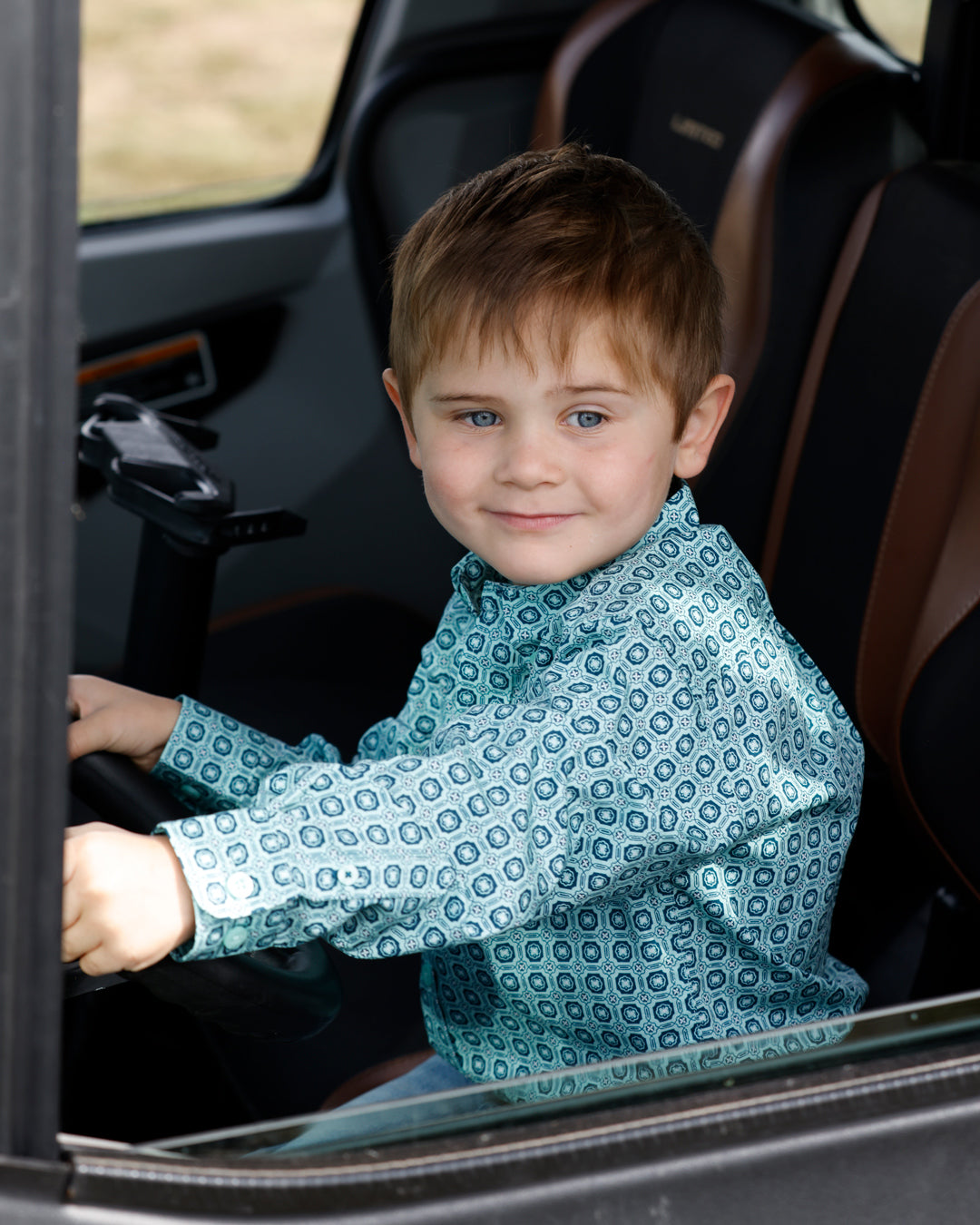 Boy's Cinch Turquoise Print Shirt