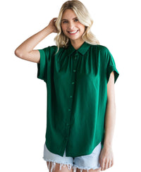Women's Hunter Green Button Down Blouse