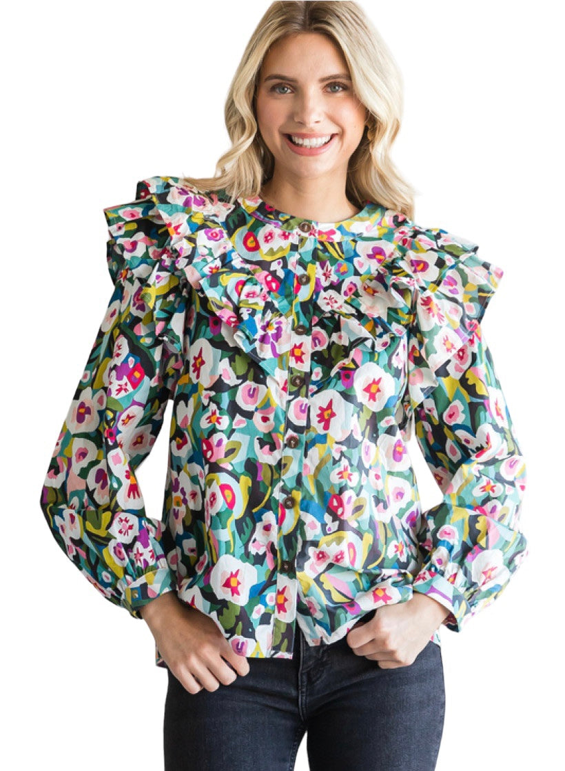 Women's Moss/ Sage Floral Blouse