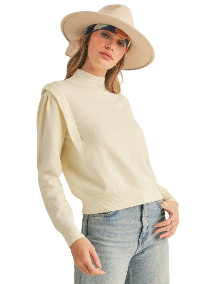 Women's Ivory Shoulder Detail Sweater