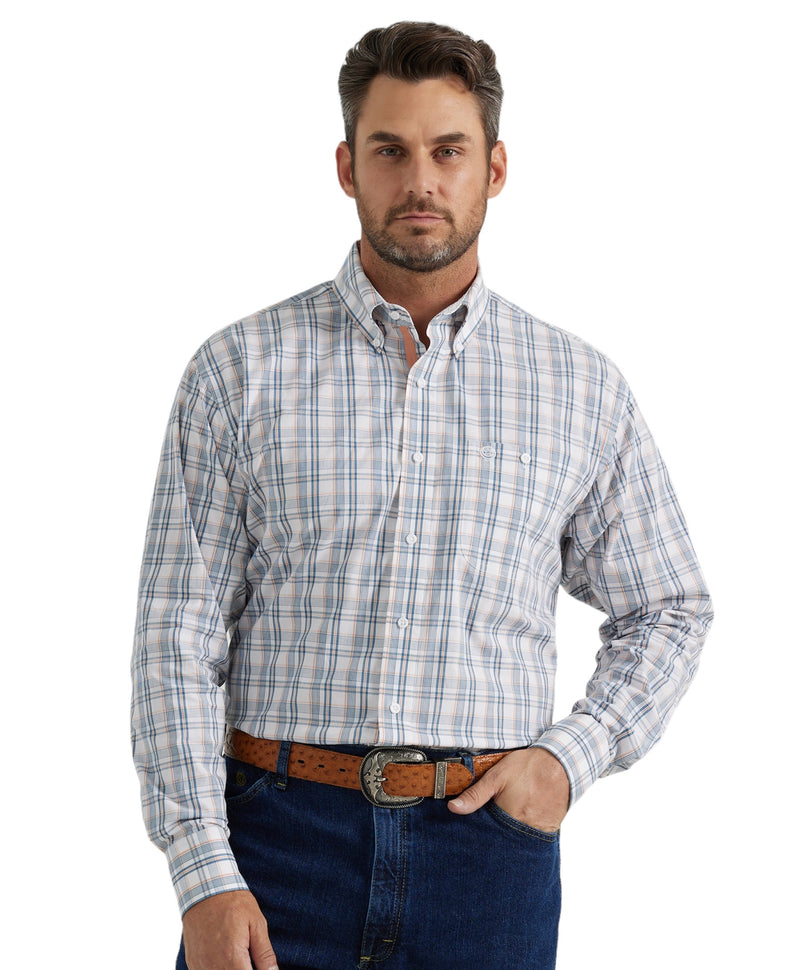Men's Wrangler Blue Plaid Western Shirt