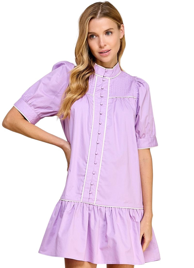 Ladies Lavender Detailed Shift Dress