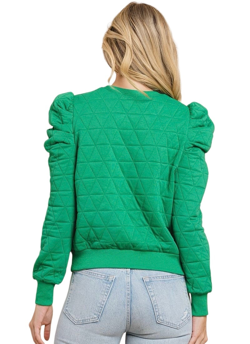 Ladies Kelly Green Quilted Top