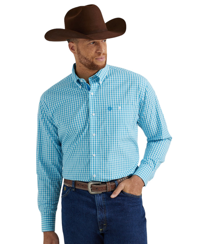 Men's Wrangler Blue Plaid Western Shirt