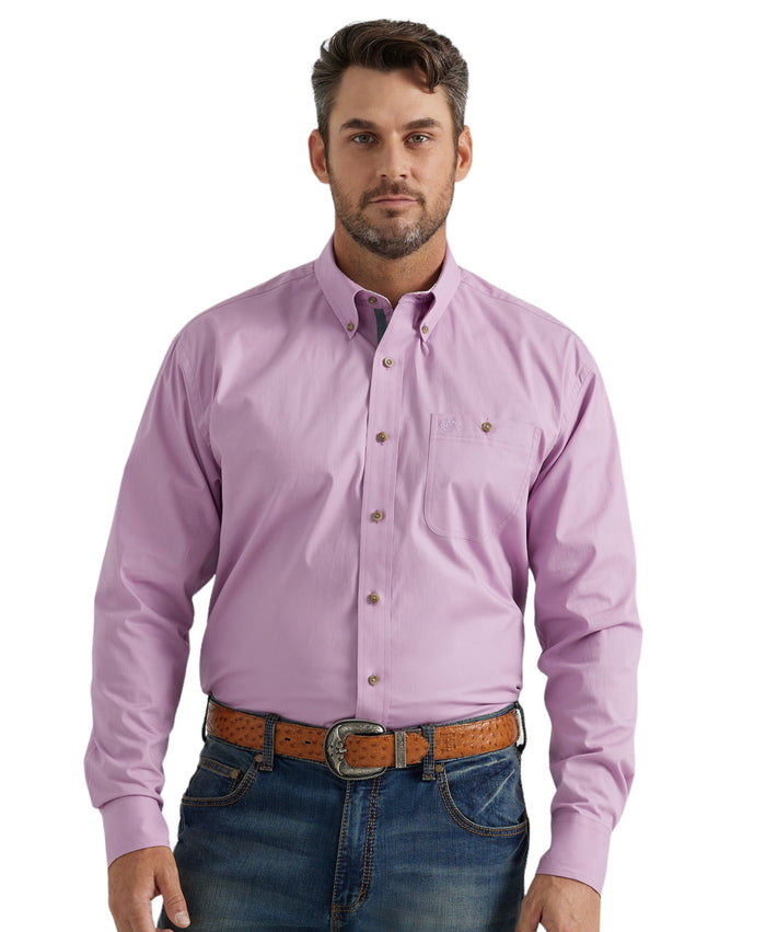 Men's Wrangler Lavender Solid Western Shirt