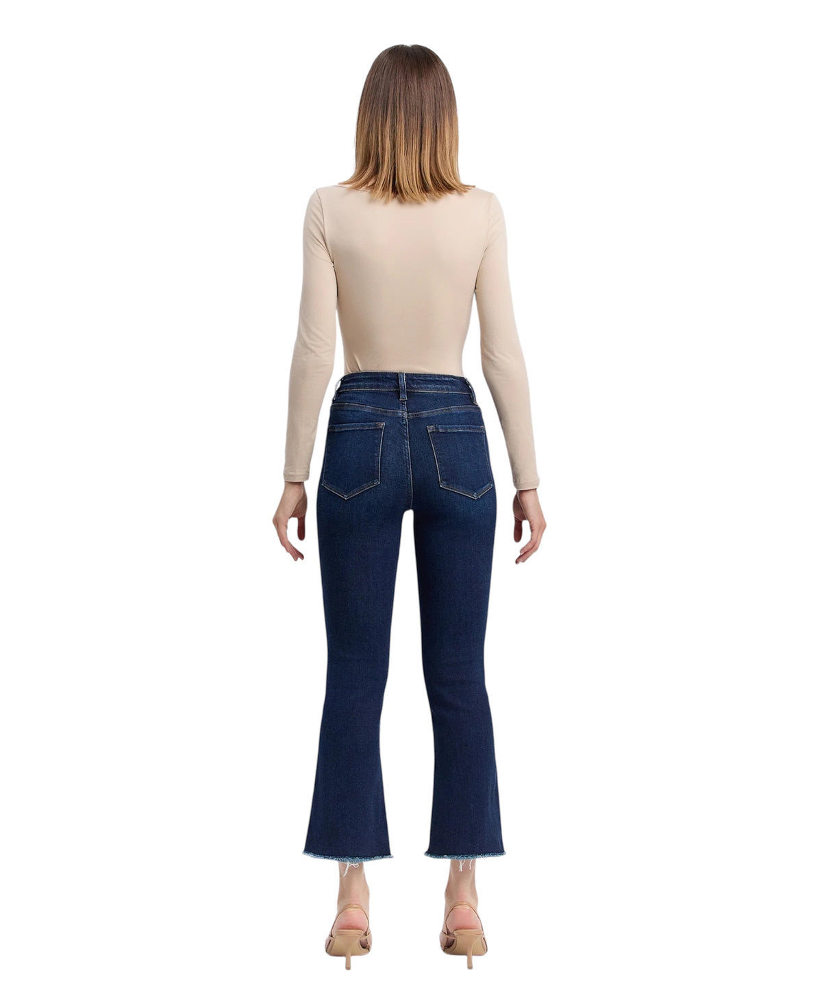 Ladies Vervet Motivated - High Rise Step Raw Hem Crop Flare Jeans
