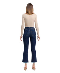Ladies Vervet Motivated - High Rise Step Raw Hem Crop Flare Jeans