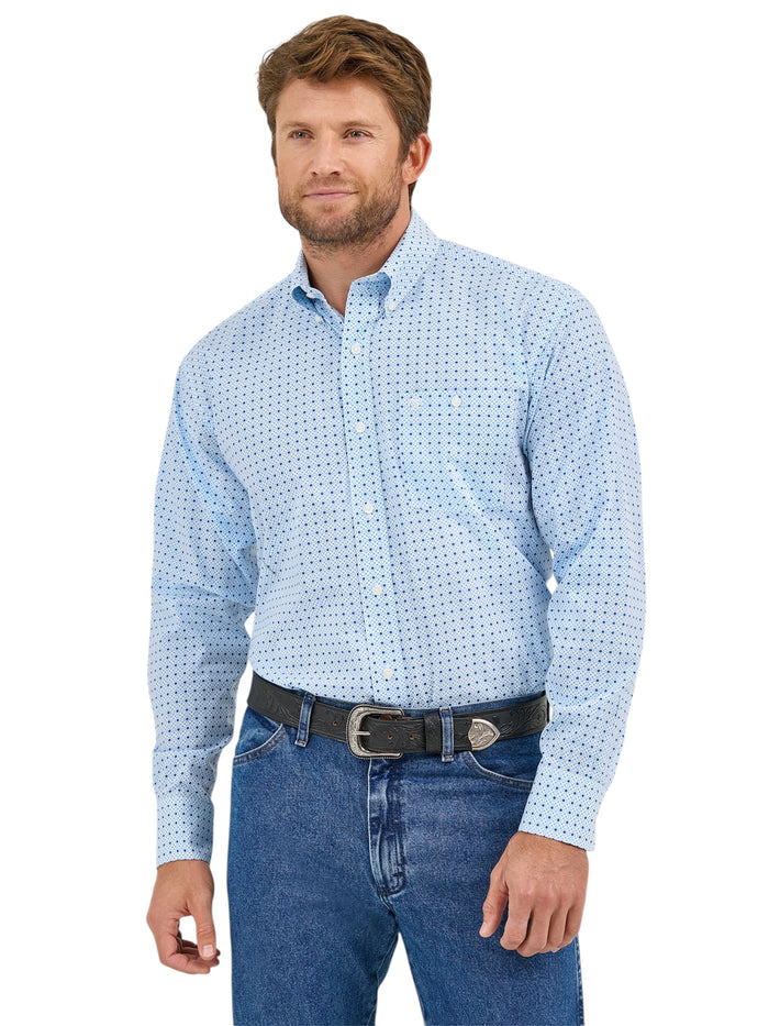 Men's Wrangler Classic Blue Button Western Shirt