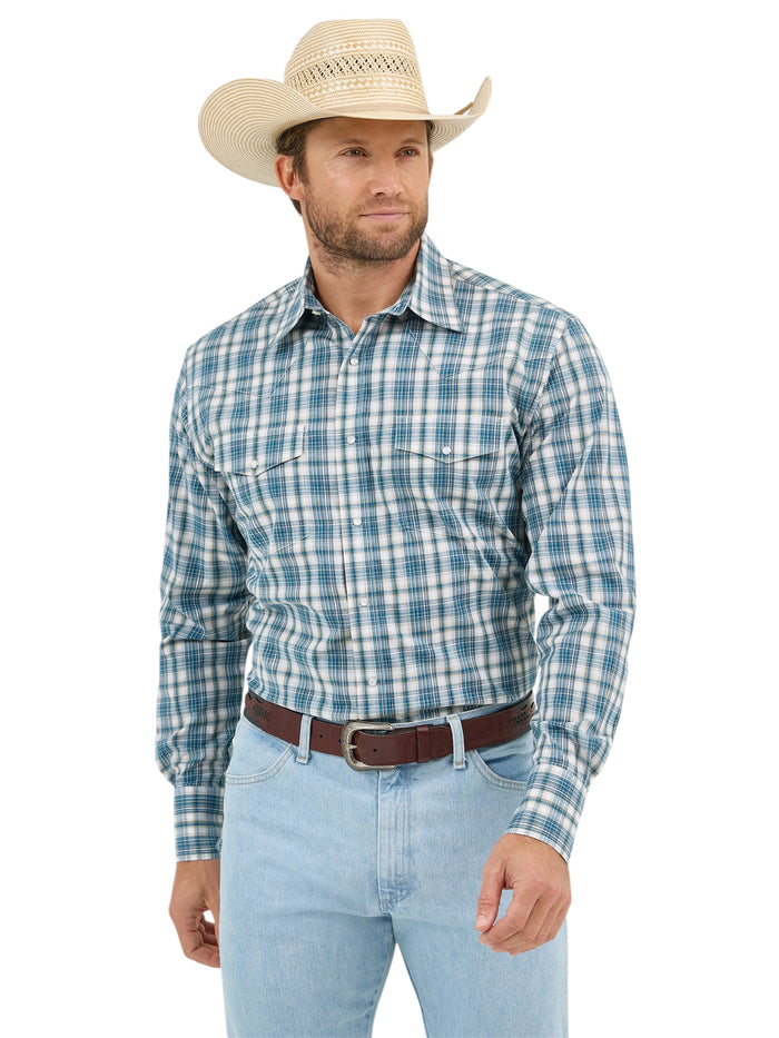 Men's Wrangler Blue Plaid Western Shirt