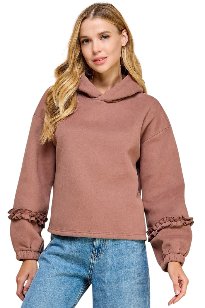 Ladies Chocolate Ruffle Sweatshirt