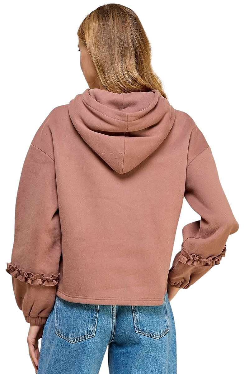 Ladies Chocolate Ruffle Sweatshirt