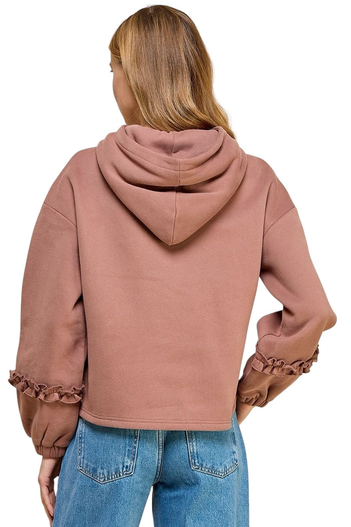 Ladies Chocolate Ruffle Sweatshirt
