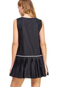 Ladies Black Contrast Embroidered Dress