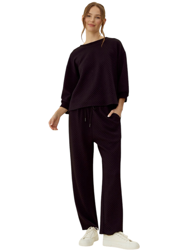 Ladies Black Textured Set