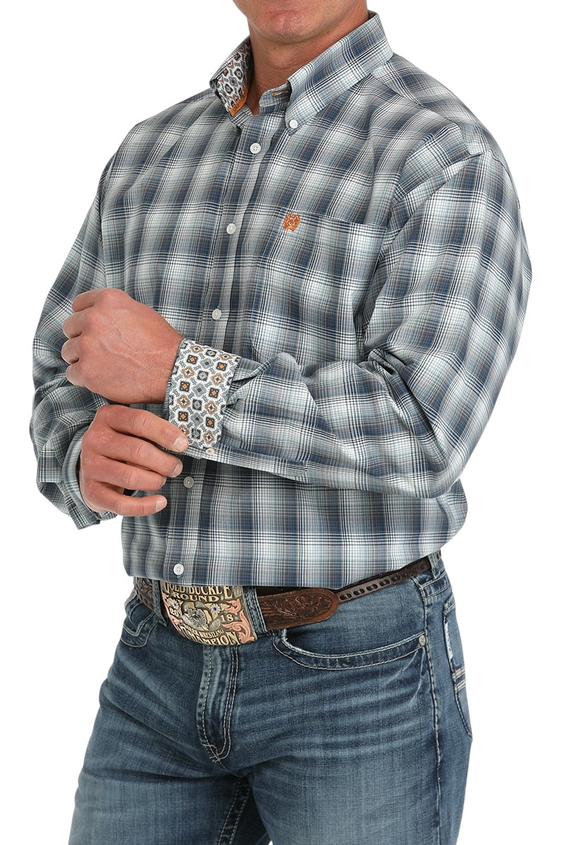 Men’s Cinch Grey Plaid Wester Shirt