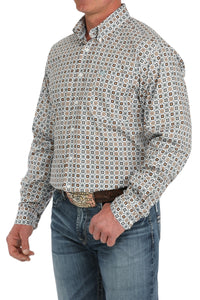 Men’s Cinch Orange/Grey Pattern Western Shirt