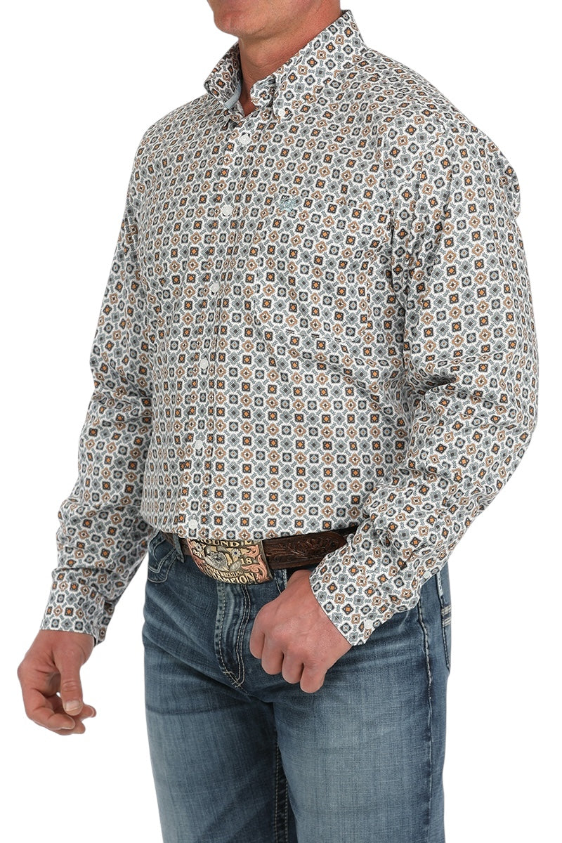 Men’s Cinch Orange/Grey Pattern Western Shirt