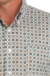 Men’s Cinch Orange/Grey Pattern Western Shirt