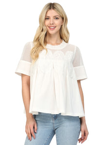 Ladies White Applique Top