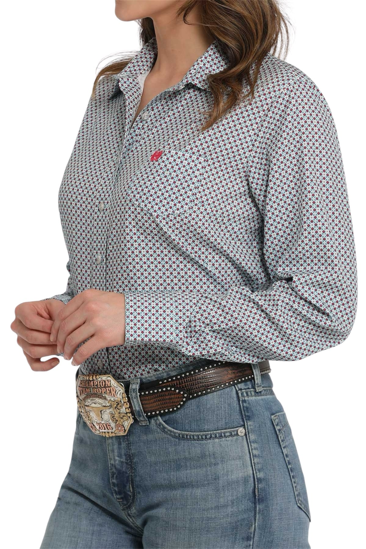 Ladies Cinch Arenaflex Gray Pattern Shirt