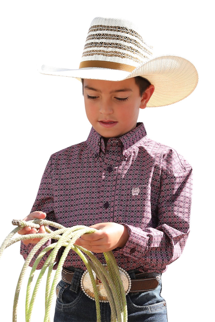 Boy's Cinch Purple Pattern Shirt